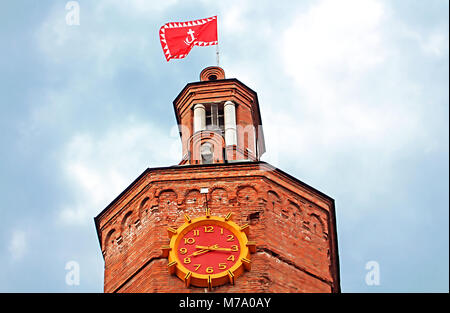 Top view of old fire tower with clock (1911), Vinnytsia, Ukraine Stock Photo