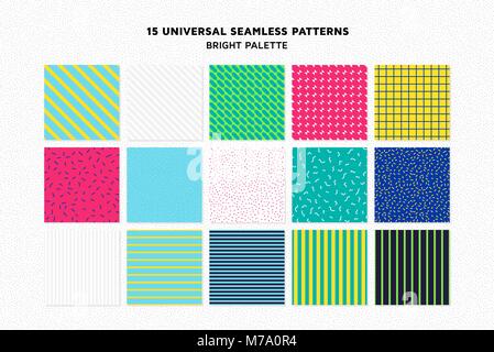 Universal vector seamless patterns set of simple elements Stock Vector