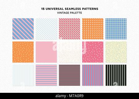 Universal vector seamless patterns set of simple elements Stock Vector