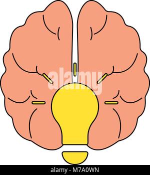 Human brain in lightbulb idea concept flat icon isolated on white background vector illustration Stock Vector