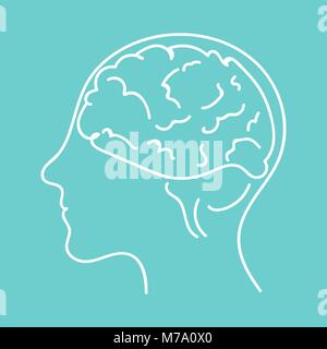 Line icon- brain vector flat illustration Stock Vector
