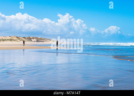 Walkers on Ninety Mile Beach, North Island, New Zealand Stock Photo