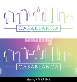 Casablanca skyline. Colorful linear style. Editable vector file. Stock Vector