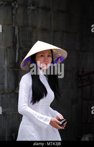 Portrait of  lady in wedding dress, Huế - Vietnam Stock Photo