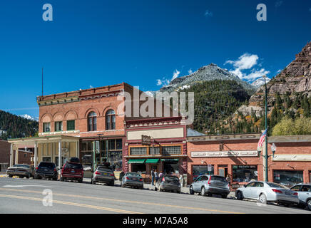 Storefronts on Main Street in Ouray, Colorado, USA Stock Photo