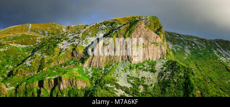 Rocha dos Bordões, a volcanic rock formation, Flores. Azores islands, Portugal Stock Photo