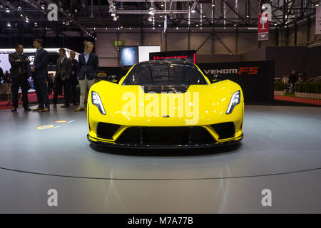 The Hennessey Venom F5 on show at the Geneva Motor Show at the Palexpo Convention Centre, March 07, 2018 in Geneva, Switzerland Stock Photo