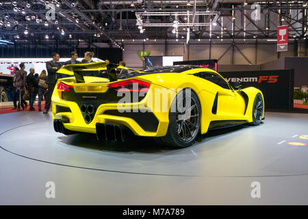 The Hennessey Venom F5 on show at the Geneva Motor Show at the Palexpo Convention Centre, March 07, 2018 in Geneva, Switzerland Stock Photo