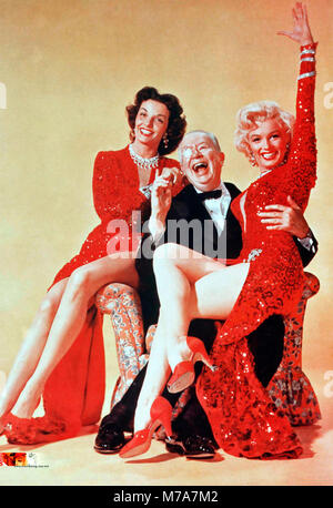 GENTLEMEN PREFER BLONDES 1953 20th Century Fox film with from left: Jane Russell, Charles Coburn, Marilyn Monroe Stock Photo