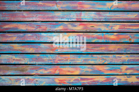 Colorful blue wooden planks texture, background, closeup view with details Stock Photo