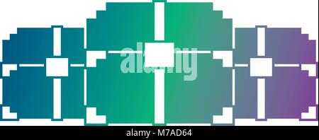 three wooden pixelated chest treasure game Stock Vector