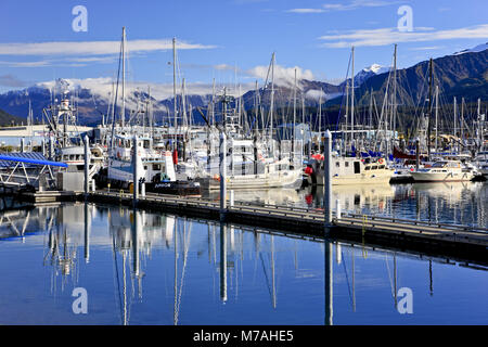 North America, the USA, Alaska, the central south, Kenai Peninsula, Resurrection Bay, Chugach Mountains, Seward harbour, Stock Photo