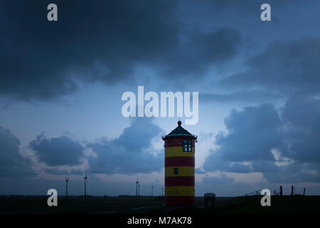 Germany, Lower Saxony, East Frisia, Krummhörn, the lighthouse of Pilsum, also known from the film with the comedian Otto Waalkes, Stock Photo