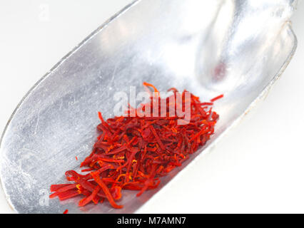 Saffron threads on shovel Stock Photo