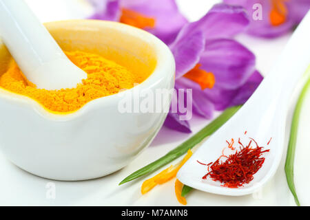 Saffron and curcuma Stock Photo