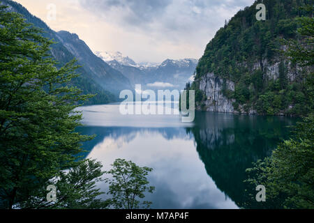 Malerwinkel (scenic viewpoint) at lake Koenigssee, Berchtesgadener Land (district), Bavaria, Germany Stock Photo