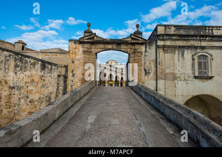 Entrance gate to El Morro Fort, San Juan, Puerto Rico, Caribbean Stock Photo