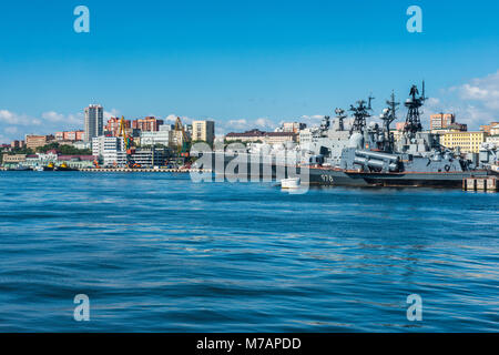 View over the harbour of Vladivostok, Russia Stock Photo