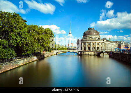 Museum island on Spree river and the TV tower, Berlin Stock Photo