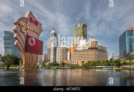 China, Macao City, Cathedral Parish District Skyline Stock Photo