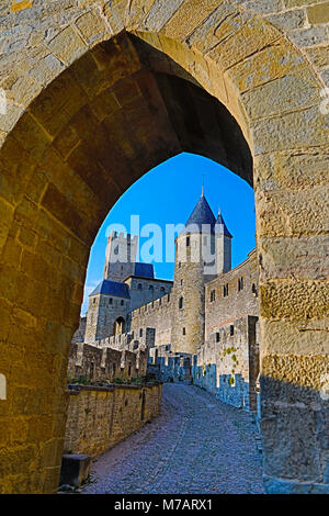 France,  Aude region, Carcassonne city, la cite, medieval fortress, W.H., Stock Photo
