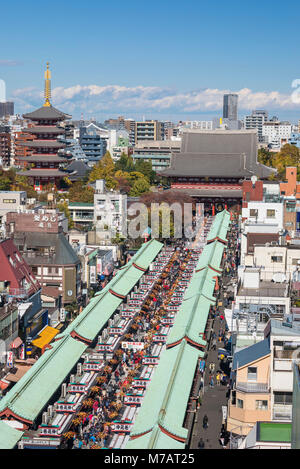Japan, Tokyo City, Asakusa District, Sensoji Temple, Nakamise Street Stock Photo