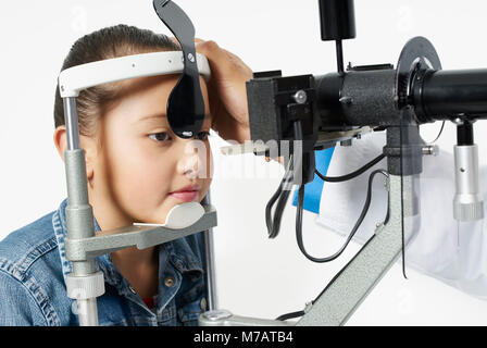 Girl having sight test Stock Photo