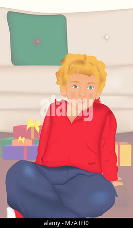 Portrait of a boy sitting on the floor Stock Photo