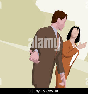 Businessman and a businesswoman walking on the road Stock Photo