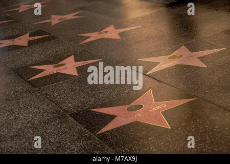 Celebrities name on stars at the sidewalk, Hollywood Walk of Fame ...