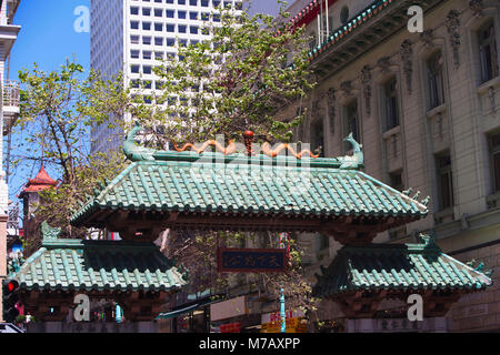 Entrance gate in a city, Chinatown, San Francisco, California, USA Stock Photo
