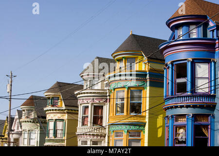 Victorian style houses in a city, Haight-Ashbury, San Francisco, California, USA Stock Photo