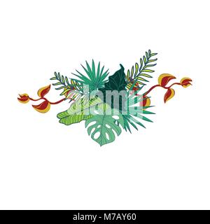 Simple Tropical Flowery Composite Vector Symbol Graphic Design Stock Vector