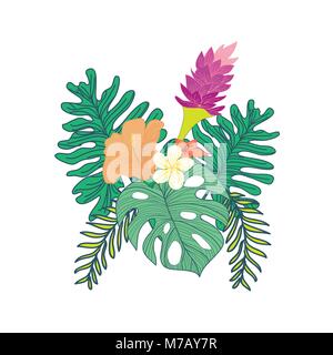 Tropical Flowery Composite Vector Symbol Graphic Design Stock Vector