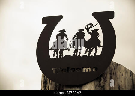 Close-up of a welcome sign, Montana, USA Stock Photo