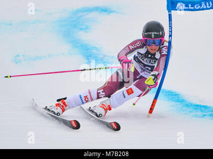 Ofterschwang, Germany. 09th Mar, 2018. Frida HANSDOTTER, SWE in action at the women giant slalom FIS World Cup race in Ofterschwang, Germany March 09, 2018. Credit: Peter Schatz/Alamy Live News Stock Photo