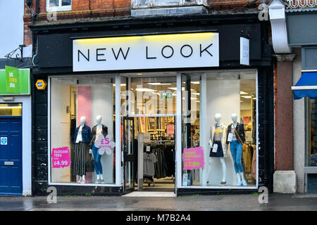 Bridport, Dorset, UK.  9th March 2018.  New Look shop at Bridport in Dorset.  Up to 60 branches are set to close out of 593 with up to 980 job losses as the business restuctures it debts with a CVA.  This branch is not on the the list of closures.  Picture Credit: Graham Hunt/Alamy Live News Stock Photo