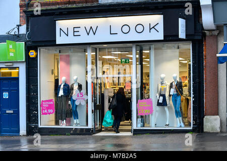 Bridport, Dorset, UK.  9th March 2018.  New Look shop at Bridport in Dorset.  Up to 60 branches are set to close out of 593 with up to 980 job losses as the business restuctures it debts with a CVA.  This branch is not on the the list of closures.  Picture Credit: Graham Hunt/Alamy Live News Stock Photo