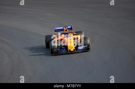 Barcelona, Spain. 09th Mar, 2018. McLaren of Fernando Alonso during the tests at the Barcelona-Catalunya Circuit, on 09th March 2018, in Barcelona, Spain. Credit: Gtres Información más Comuniación on line, S.L./Alamy Live News Stock Photo