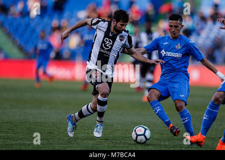 Jorge A Moreno COKE (Levante UD) drives forward on the ball   La Liga match between Getafe CF vs Levante UD at the Coliseum Alfonso Perez stadium in Madrid, Spain, March 10, 2018. Stock Photo