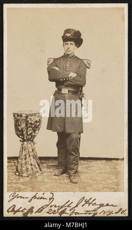 Captain Joseph J. Hagen of Co. E and Co. B, 2nd New York Infantry Regiment in uniform) - Union Photographic Gallery, 'Camp Butler,' Newport News, Va. ; H.P. Ross, South Groton, Mass. ; J. LCCN2016651696 Stock Photo