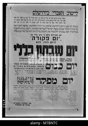 Jewish protest demonstrations against Palestine White Paper. One of the big posters displayed previous day LOC matpc.03892 Stock Photo