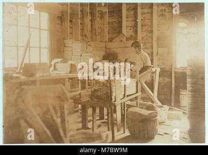 A Basket Factory, Evansville, Indiana. Boy Making Melon Baskets. LOC nclc.04483 Stock Photo