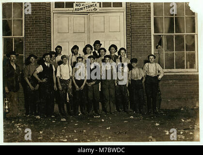 A few of the hands on the night shift in Highland Park Mill No. 3, Charlotte, N.C. 10-30 P.M. January 7-09. 100 hands in all. Ten children as small as smallest in photo to some smaller. One LOC nclc.01577 Stock Photo