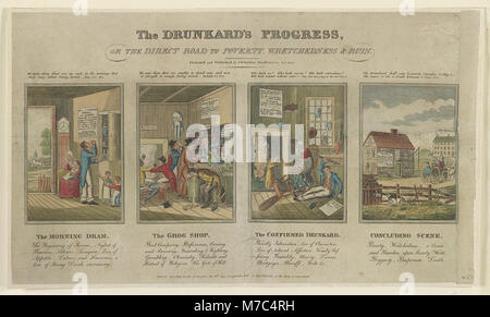 The drunkard's progress, or the direct road to poverty, wretchedness & ruin - designed and published by J.W. Barber, New Haven, Conn. LCCN95504396 Stock Photo