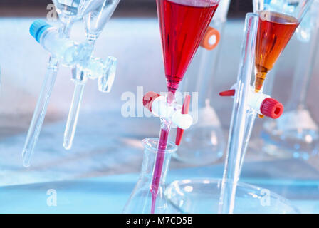 Close-up of the stopcock of a separating funnel Stock Photo