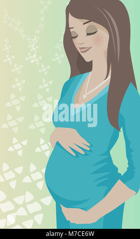 Close-up of a pregnant woman touching her abdomen Stock Photo