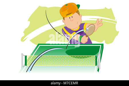 High angle view of a boy playing table tennis Stock Photo