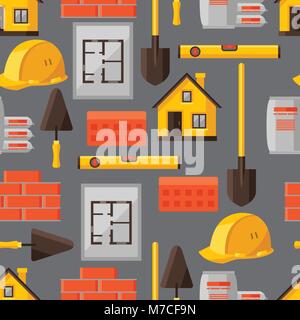 Industrial seamless pattern with housing construction objects Stock Vector