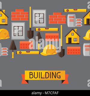 Industrial seamless pattern with housing construction objects Stock Vector